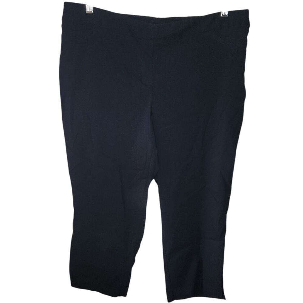 Dalia Black Pull On Cropped Capri Pants Plus Size 16W